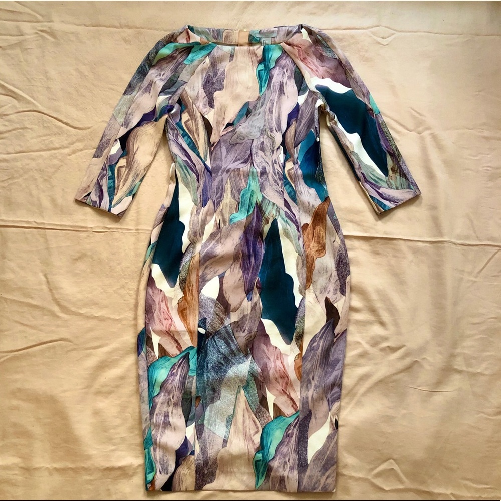 NWT H&M Long Sleeve Graphic Pencil Dress